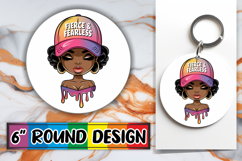 Joyful Circle Keychain Sublimation PNG, Black Woman Product Image 1