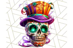 Bright Sugar Skull PNG Clipart, Halloween Colorful Skull Png Product Image 3