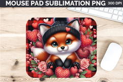 Watercolor Foxes Mouse Pad Sublimation - Valentines PNG Product Image 1