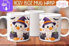 Happy halloween mug wrap PNG, Cute Halloween duck mug PNG Product Image 2