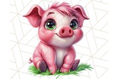 Kids Farm Clipart, Cute Farmer and Farm Animal PNG Product Image 5