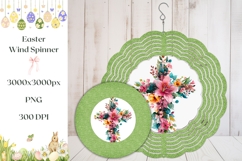 Christian Cross Wind Spinner, Green Glitter Wind Spinner Product Image 1