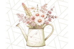 Watering Can Flowers PNG, Rustic Floral Watercolor Clipart Product Image 4
