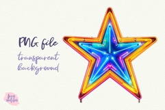 Retro Neon Star Clipart Groovy Disco Christmas PNG Product Image 2