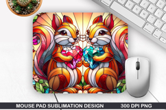 Ecureuil Mouse Pad Sublimation, Valentine Mouse Pad PNG Product Image 1