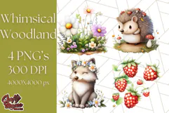 Whimsical Woodland Animals and Nature PNG, Forest Animals Product Image 1
