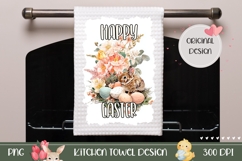 Vintage Easter Bunny Towel, Floral Easter Towel PNG Product Image 1