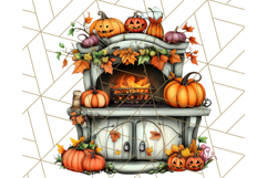 Fall Cottagecore Kitchen Clipart, Cozy Autumn Kitchen PNG Product Image 3