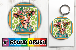 Timeless Round Coasters Design PNG, Cute Cow Product Image 1
