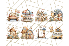 Cozy Cookie Village Clipart, Gingerbread Holiday PNG Product Image 3