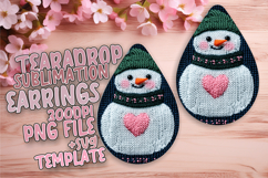 Chic Teardrop Design PNG for Earrings Projects , Snowman Product Image 1