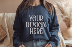 Gildan 18000 Navy Crewneck Sweatshirt Mockups,G180 Product Image 1