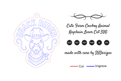 Cute Farm Cowboy Animal Keychain SVG Product Image 2