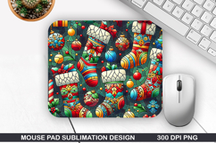 Christmas Sock Mouse Pad Sublimation,Christmas Mouse Pad PNG Product Image 1