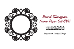 Round Monogram Frame SVG -Paper Cut Ornate Circle Border Product Image 2