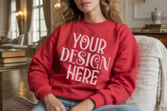 Red Gildan 18000 Sweatshirt Mockups ,18000 Mockups Product Image 1