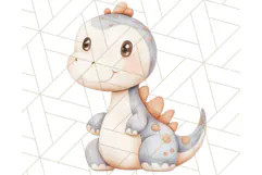 Cute Pastel Dinosaur Clipart PNG for Nursery Art, Baby Decor Product Image 3