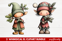 Whimsical Elf Clipart | Cute Christmas Elf PNG Illustration Product Image 1