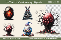 Gothic Easter Creepy Sublimation Clipart PNG Product Image 1