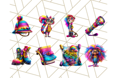 Funky Safari Animals PNG Clipart With Rainbow Hair, Cute Png Product Image 3