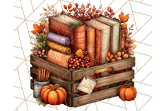 Autumn Library Clipart PNG, Cozy Fall Book Art Product Image 3