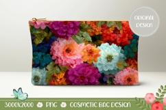 Colorful Flowers Cosmetic Bag, Floral Cosmetic Bag Product Image 1
