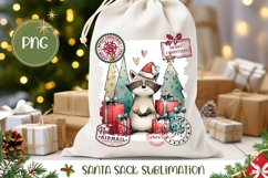 Cartoon Christmas Racoon Santa Sack, Christmas Animals PNG Product Image 1