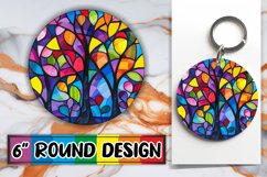 Round Design PNG: Stained Glass Tree Pattern Product Image 1