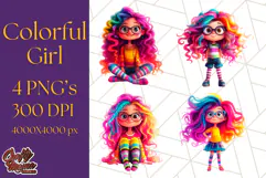Cute Girl Clipart PNG, Playful Character Illustration Product Image 1