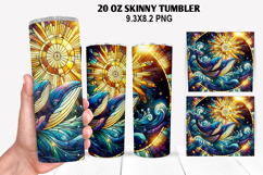 Humpback Skinny Tumbler 20oz Wrap Design, Summer Tumble PNG Product Image 1
