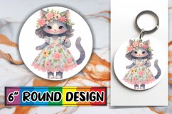 Lovely Round Cat Sublimation Keychain Product Image 1