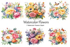 Watercolor Flowers Clipart Product Image 1