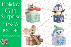 Christmas Characters in Gift Boxes PNG Clipart Product Image 1