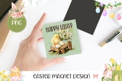 Floral Easter Chick Magnet, Easter Chick Square Coaster PNG Product Image 1