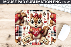 Watercolor Squirrel Mouse Pad Sublimation - Valentines PNG Product Image 1