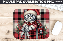 Watercolor Cat Mouse Pad Sublimation - Christmas PNG Design Product Image 1