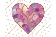 Stained Glass Heart PNG Clipart in Pastel and Bright Colors Product Image 3
