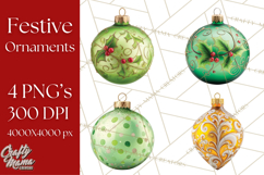 Christmas Ornaments Clipart PNG, Realistic Holiday Ornaments Product Image 1