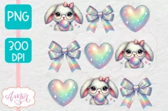 Cute Easter sublimation PNG, Coquette bunny PNG design Product Image 1