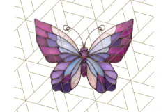 Stained Glass Butterfly PNG Colorful Clipart for Sublimation Product Image 3