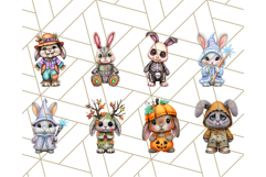 Halloween Bunny Clipart, Cute Bunnies in Costumes PNG Product Image 3