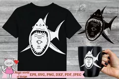 Shark svg silhouette, Files for Cricut, Shark Angry Tee Product Image 1