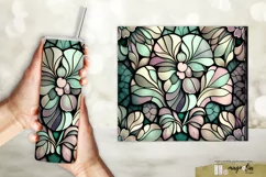 STAINED GLASS FLORAL sublimation tumbler wrap design png Product Image 3