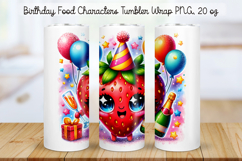 Birthday Food Character Tumbler Wrap PNG 20 oz Product Image 1