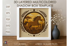 Horse Animal Colored Shadow box SVG Papercut template Product Image 1