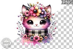 Cat With Flowers Sublimation - Clipart PNG Design Product Image 1