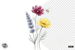 Summer Wildflowers &amp; Bird &amp; Insect Clipart - Houseplant PNG Product Image 1