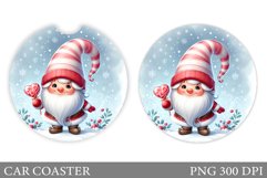 Cute Gnome Car Coaster. Christmas Car Coaster Sublimation Product Image 1