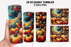 Pumpkins Skinny Tumbler 20oz Wrap Design, Halloween Tumbler Product Image 1