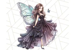 Gothic Fairy & Potion Clipart, Dark Fantasy PNG Printable Product Image 3